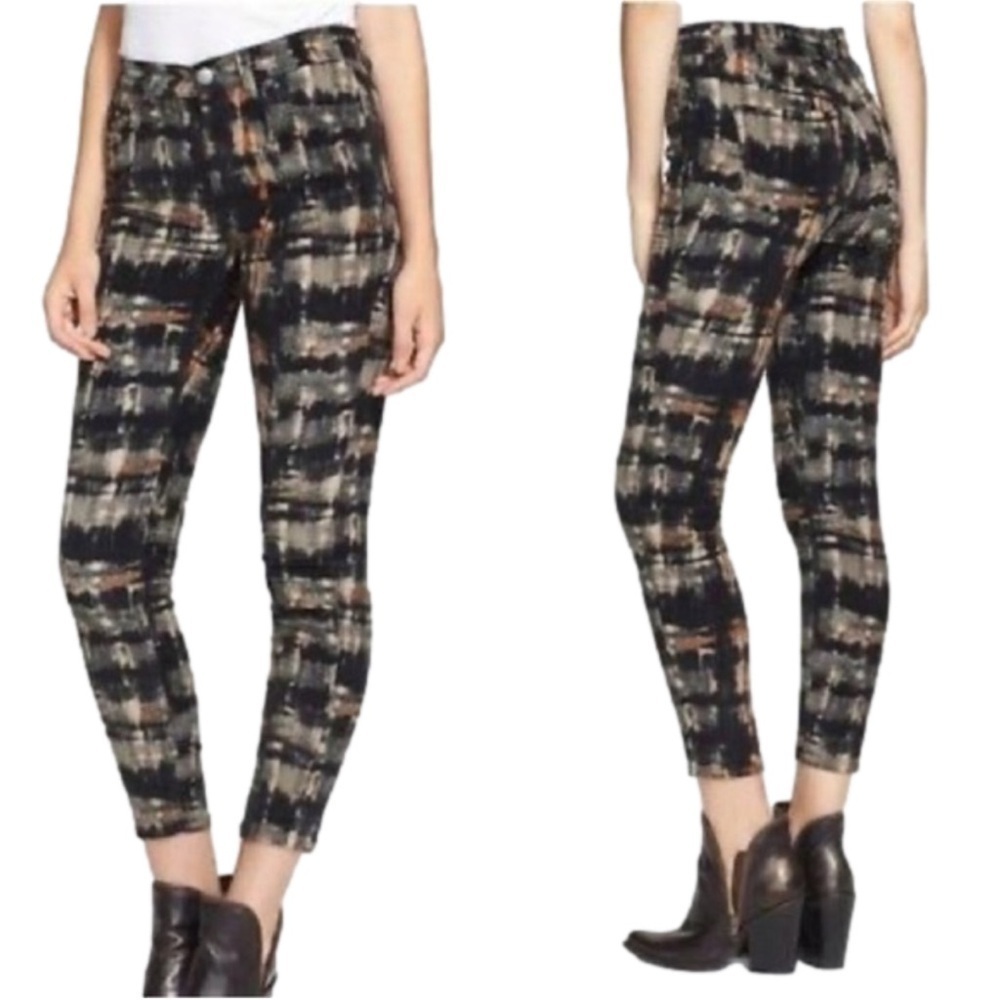 NWOT Free People Mid Rise Velvet Corduroy Tye Dye Straight Leg Pants